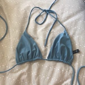 Baby blue triangle tie bikini top